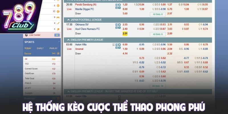Hệ thống kèo cược thể thao phong phú