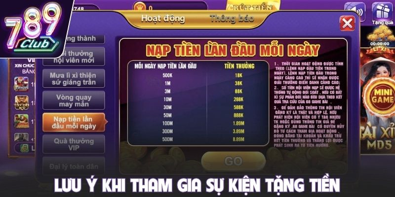 Lưu ý khi tham gia sự kiện tặng tiền