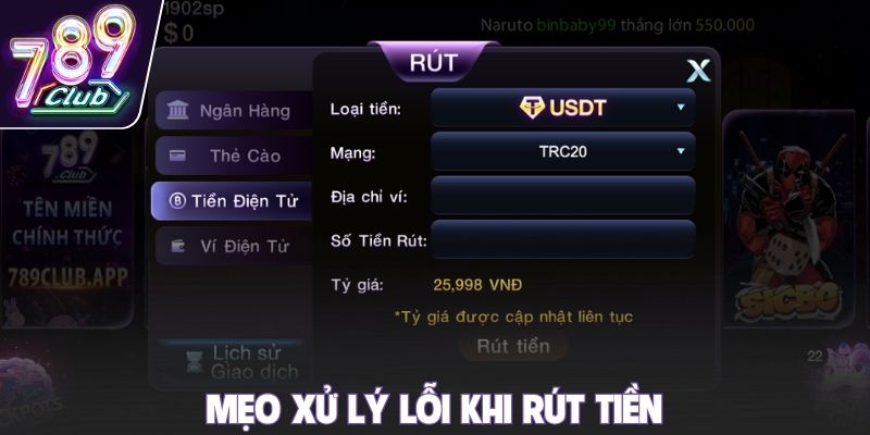 Mẹo xử lý lỗi khi rút tiền